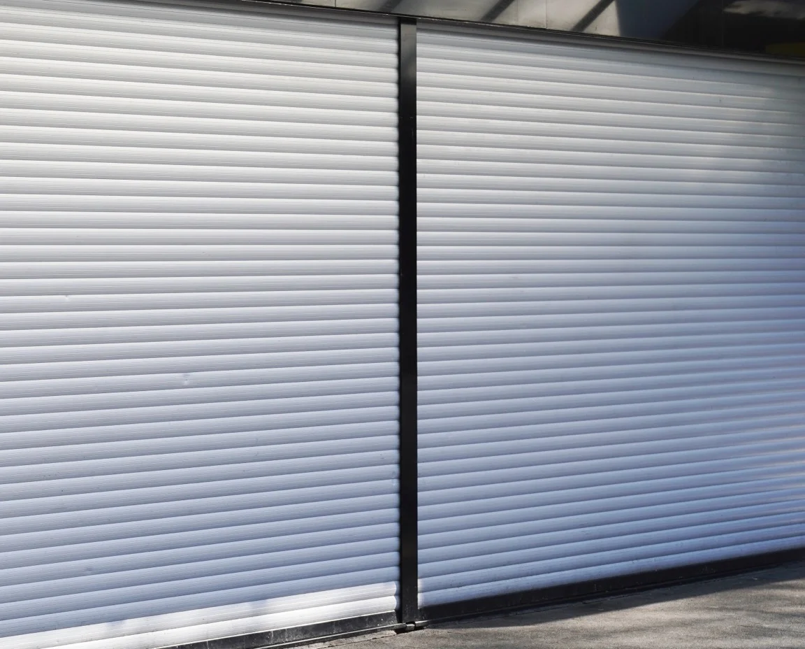 Commercial premises exterior with the shutters closed