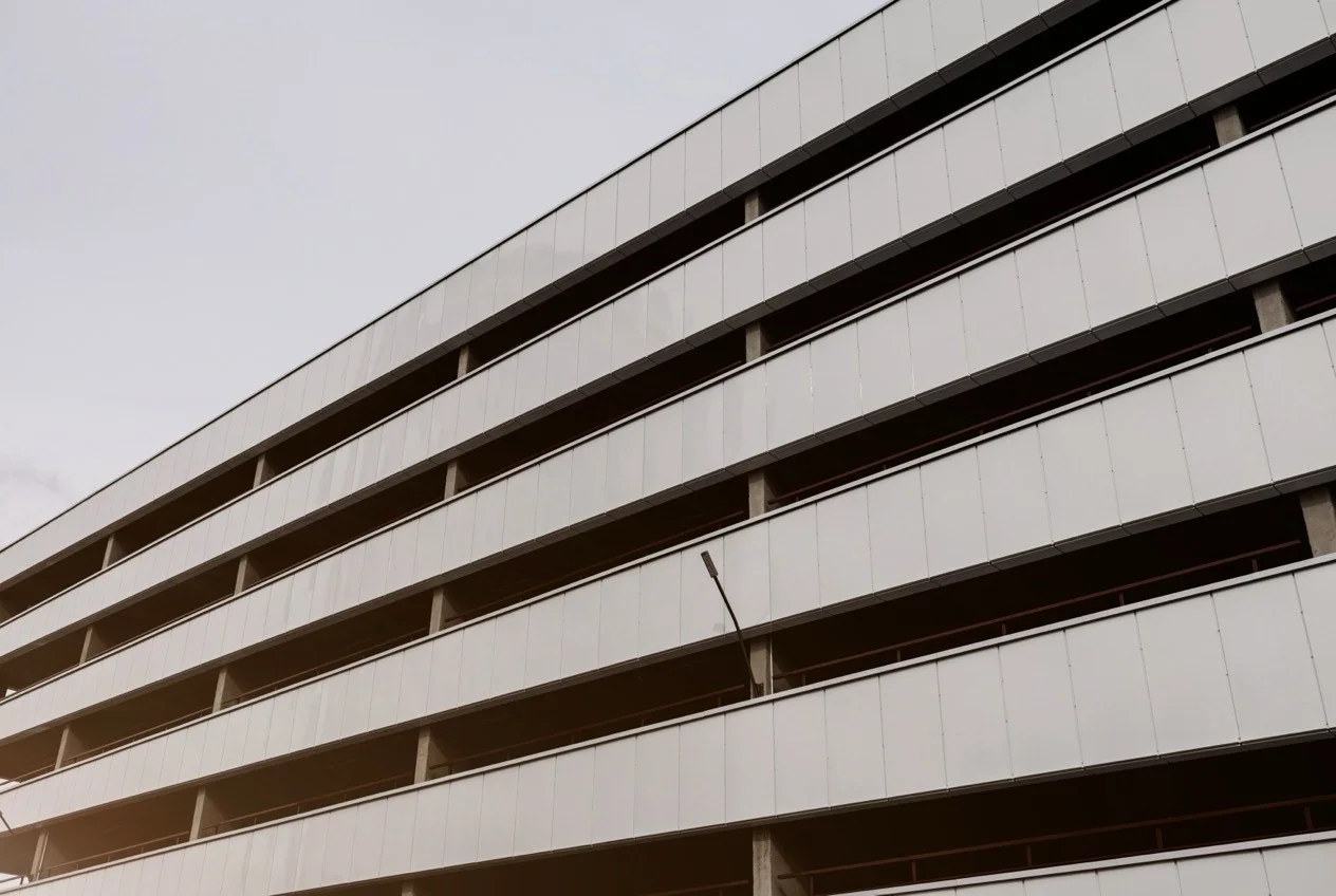 Storeys of a commercial building seen from below