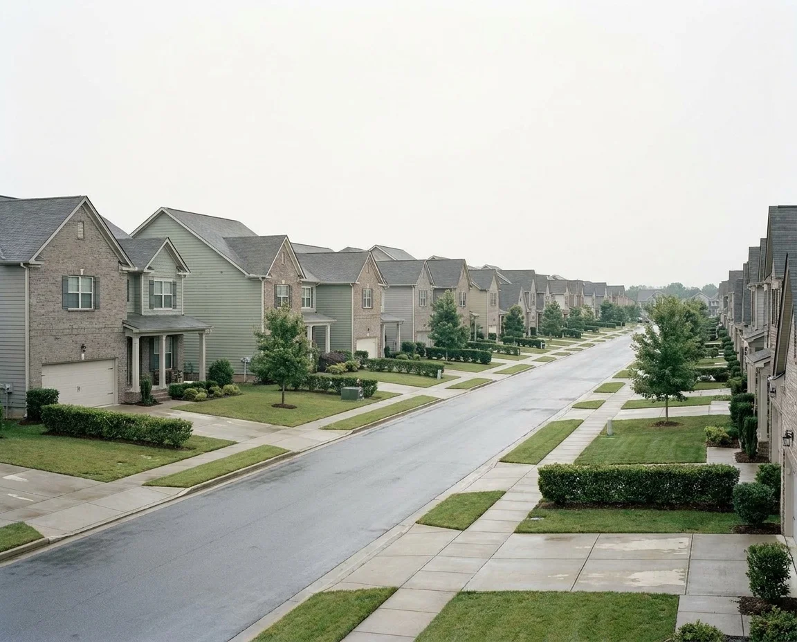 Row of suburban houses along a quiet residential street