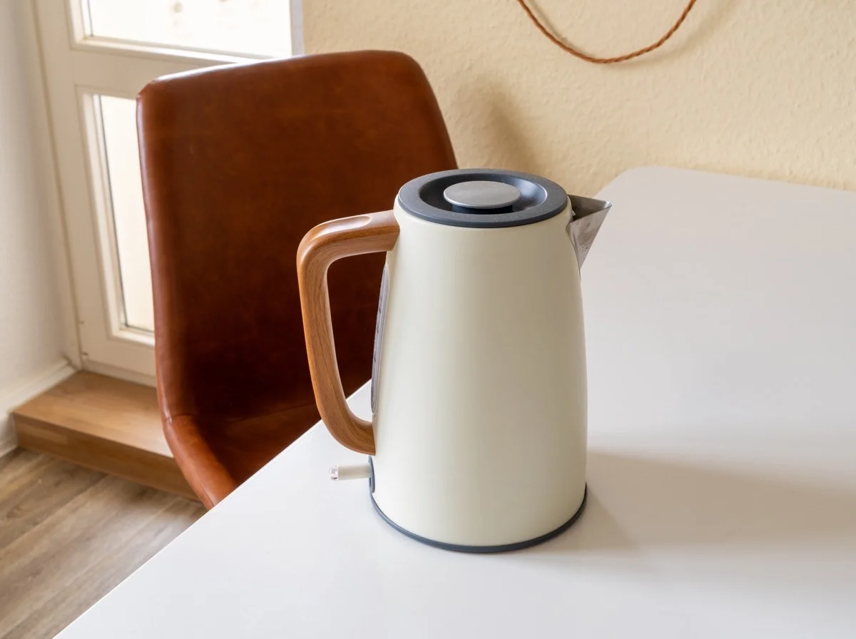 Single manufactured product standing on a plain surface