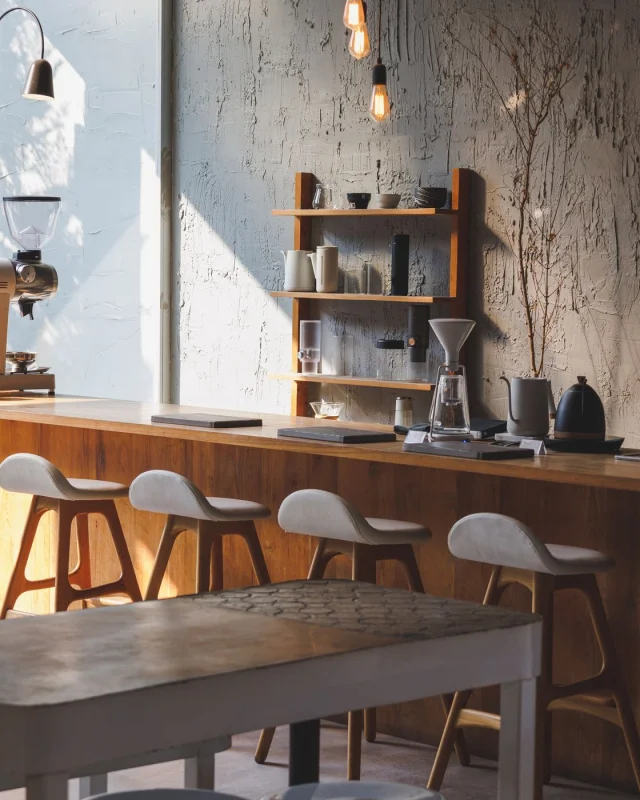 Small kitchen and counter area with brewing equipment